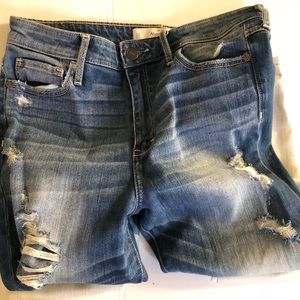 Abercrombie and Fitch high rise distressed jeans